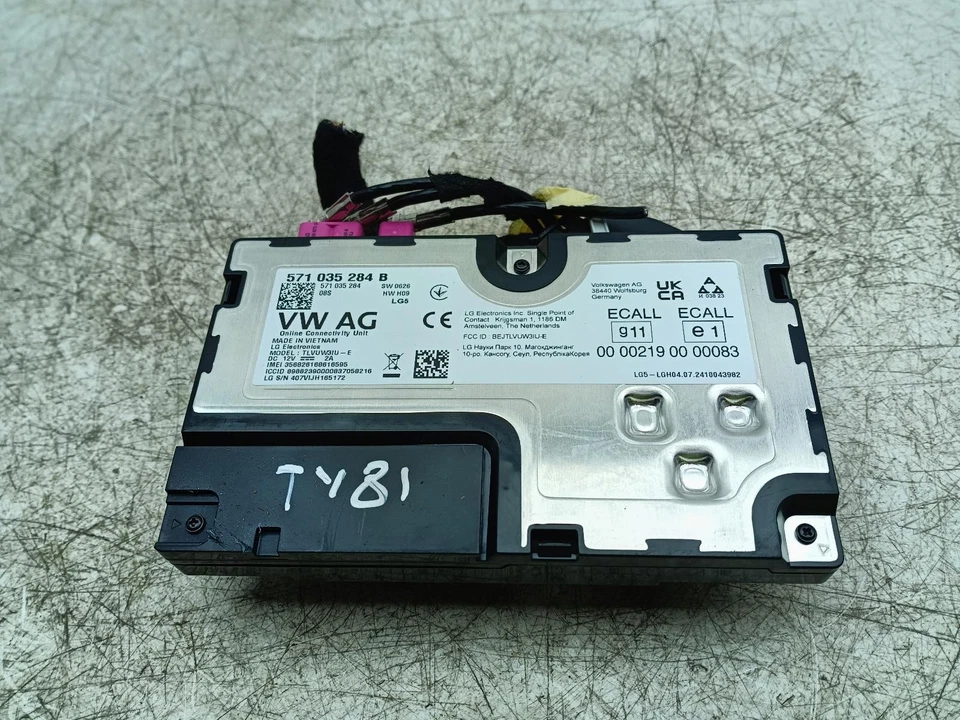 AUDI A3 ONLINE SERVICE ECALL CONTROL MODULE ECU  8Y MK4 2020-2025 571035284B - Image 1 of 4