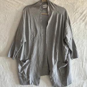 Pact Airplane Cardigan L XL Open Front Gray Minimalist Organic Cotton Boho - Picture 1 of 13