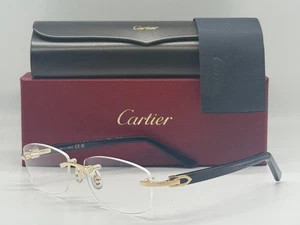 NEW CARTIER CT0048O 002 GOLD BLACK TRANSPARENT AUTHENTIC EYEGLASSES FRAME 53-16 - Picture 1 of 5