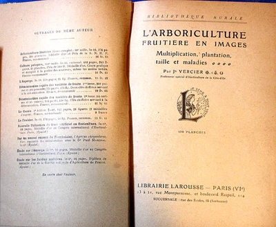 ARBORICULTURE FRUITIERE par l'image Joseph Vercier Larousse 1937 relié - Photo 1/4
