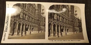 PHOTO PARIS STEREO VUES DE BELGIQUE DETAIL DE LA FACADE HOTEL DE VILLE BRUXELLES - Foto 1 di 1
