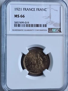 France 1 Franc 1921 NGC MS 66 - Picture 1 of 2