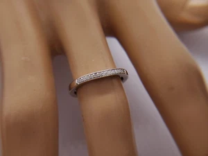 14k White Gold Round Diamond 0.10 CT Band Ring - Picture 1 of 6