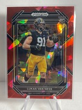 Lukas Van Ness 2023 Panini Prizm Draft Picks Rookie Red Cracked Ice Iowa Hawkeye