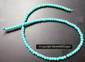 Treated Blue green chalk turquoise 4x3mm drum shaped beads 14 inch BS053 - Picture 1 of 3