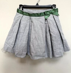 Janie And Jack Girls Skirt Size 6 Adjustable Waistband Gray And Green Ribbon - Picture 1 of 3