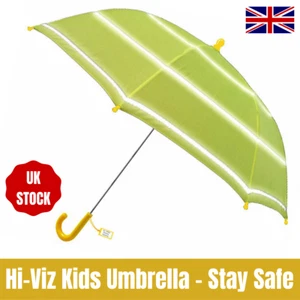 Childrens Hi Vis Yellow Umbrella Bright School Brolly For Girls and Boys Safety - Picture 1 of 1