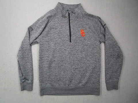 USC Trojans Jacket Mens Small Gray Nike Dri-Fit 1/4 Zip Golf Top Pullover Pac 12 Cover
