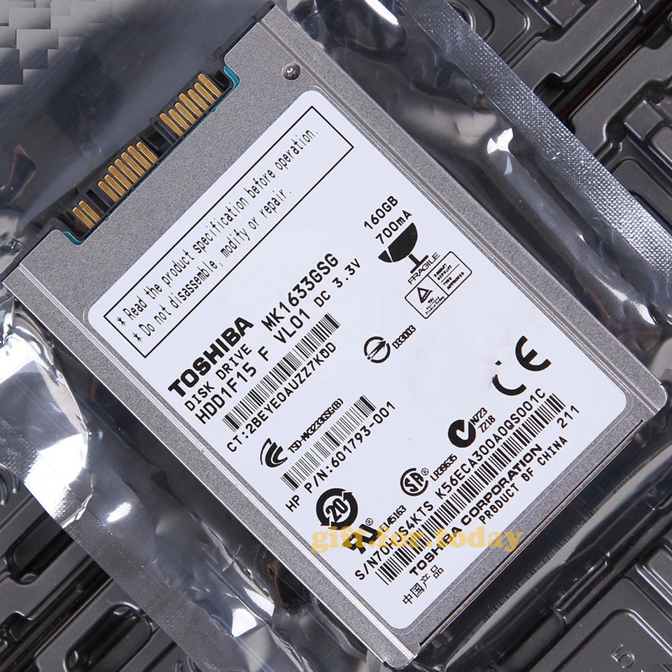 For TOSHIBA MK1633GSG 160 GB 5400 RPM micro-SATA 1.8" Internal Hard Drive HDD - Image 1 of 1