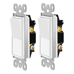 2Pack Wall Decora Rocker Switch 15A 120/277V Single Pole On/Off White UL Listed - Picture 1 of 11