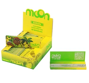 Moon Banana Wood Flavored Rolling Papers 1 1/4 Size Cigarette  77 mm 20 Booklets - Picture 1 of 9