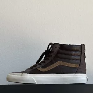 Vans Sk8 Hi Zip CA pelle nabuk marrone caffè fodera denim cerniera posteriore DONNA 6 - Foto 1 di 12