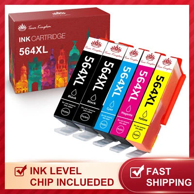 5 PK XL Ink Cartridges + smartchip for HP 564XL Photosmart 5510 5525 7520 7525 - Image 1 of 4