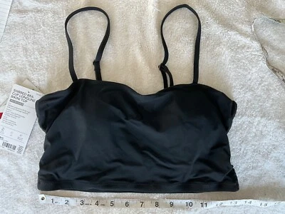 Athleta NUEVO CON ETIQUETAS 34B/C Negro Fruncido Sujetador Copa Longline Bikini Natación Top S Foto 1 de 4