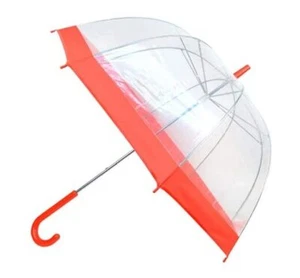 Kids Clear and Transparent Umbrella with an Easy Grip Handle, Petit Size, Red - Picture 1 of 4
