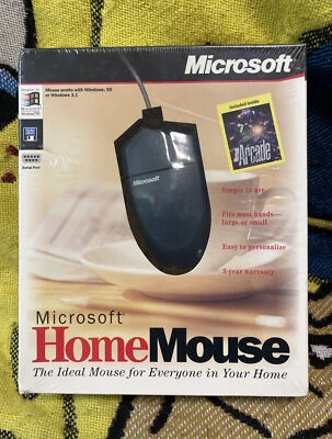 Vintage NEW Microsoft Home Mouse 9-Pin Serial Port NOS Sealed In Box W/ Disk - Image 1 of 4