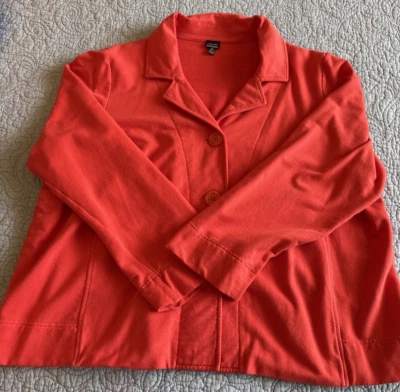 Rafaella Womens 2X Coral Knit Blazer Button Front Stretch Lightweight - Image 1 of 4