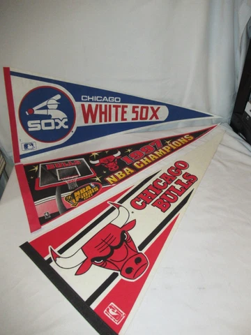 Vintage Chicago Bulls 1997 NBA Champions Finals Pennant wt White Sox 3 pennants Cover