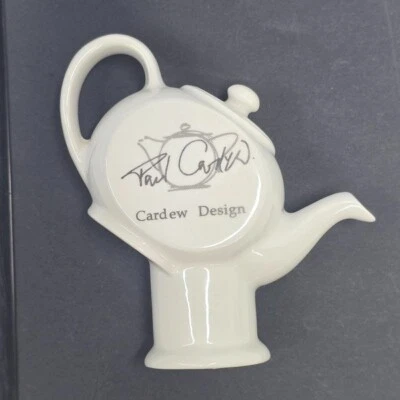 Paul Cardew Design Points of Display Advertisement Teapot 4.5 Inch Ceramic White - Image 1 of 4