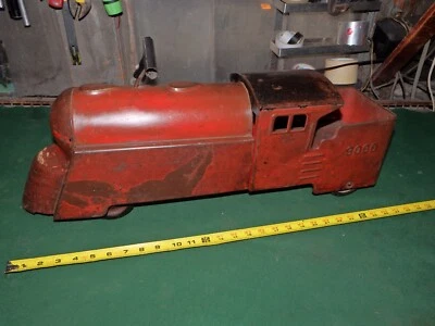 Antique Vintage Marx 3000 Pressed Steel Toy Ride On Train Locomotive Art Deco - Image 1 of 4