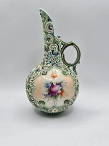 Antique Nippon Heavy Moriage Hand Painted Porcelain Ewer • 8"H • No Mark 🔥EUC - Picture 1 of 11