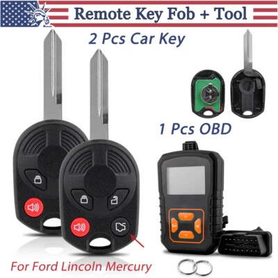 2x ¡Nuevo! Reemplazo Mando a Distancia Coche Llavero 4 Botones + Kit de Herramientas para Lincoln MKZ MKX MKS Foto 1 de 4