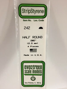 NEW Evergreen Scale Models #242 Polystyrene Half Round .080 x 14 in 4 Pk - Picture 1 of 1