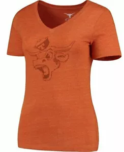 Ladies Texas Longhorns Orange Angry Bevo V-Neck T Shirt - Picture 1 of 4
