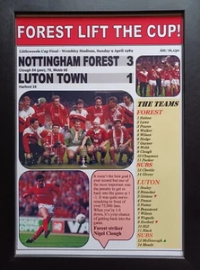 Nottingham Forest 3 Luton Town 1 - 1989 League Cup final - souvenir print - Picture 1 of 5