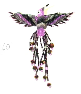 Fancy Fringe Beaded Hummingbird Barrette 4" w/ French Clip closure #60 - Picture 1 of 3