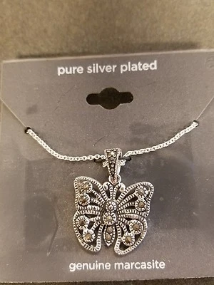 Pure Silver Plated Genuine Marcasite Necklace Retail $26 - Image 1 of 2