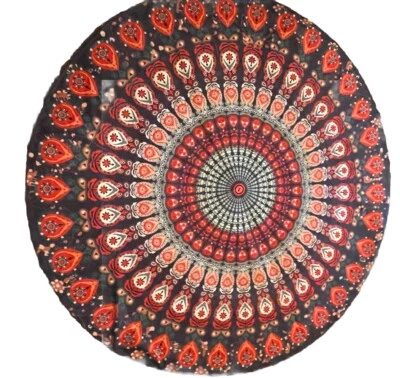 Hippie Boho Wall Hanging Cloth Round Table Cloth 58” circular Round Tapestry - Image 1 of 4