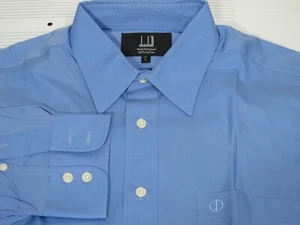 Dunhill Blue Dress Shirt 17R Made in England Cotton 16.5 x 34 - Picture 1 of 3