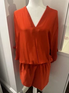 New DIANE von FURSTENBERG Silk Red Butterfly Bat Sleeve Blouson Dress 6 Pockets - Picture 1 of 9