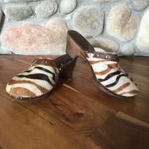 Matisse Sutter Zebramuster Kalbshaar Holzabsatz Clog Pantolette Größe 9 - Bild 1 von 7