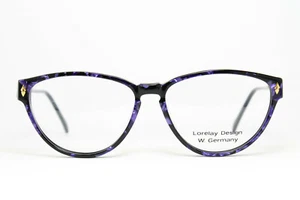 LORELAY 1001-03 Vintage Brille Eyeglasses Gafas Bril Bunt Schwarz-Lila Purple - Picture 1 of 7