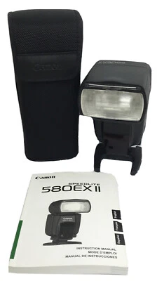 Canon Speedlite 580EX II Flash Shoe Mount with Case Manual Works - Image 1 of 4