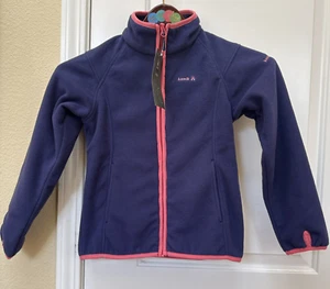 Kamik Lightweight Fleece Jacket Kid Size 8/128 Navy Coral Soft Winter Skiing NWT - Picture 1 of 12