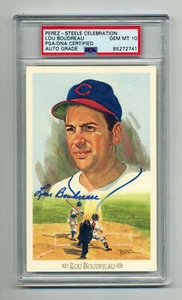 LOU BOUDREAU GEM MINT 10 PSA/DNA SIGNED PEREZ STEELE CELEBRATION CARD - Picture 1 of 1
