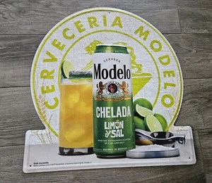 NEW Modelo Chelada Limon Cerveza Metal Beer Bar Tin Tacker Sign Man Cave - Picture 1 of 6
