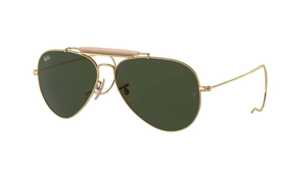 NEW Ray-Ban Outdoorsman Gold Frame Green Classic G-15 RB3030 58mm ADJUSTABLE - Image 1 of 4