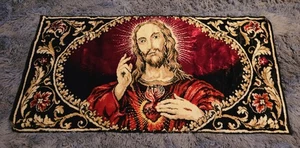 Vintage Jesus Christus Wandteppich Wandbehang 38 x 19" - Bild 1 von 5