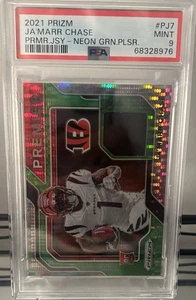JA'Marr Chase 2021 Prizm Premier Jersey Neon Green Pulsar PSA 9 - Bild 1 von 2