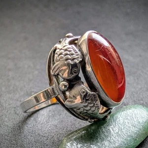 Vintage Fischland Ring 835 Silber Bernstein alt RG 57/58 - Bild 1 von 6