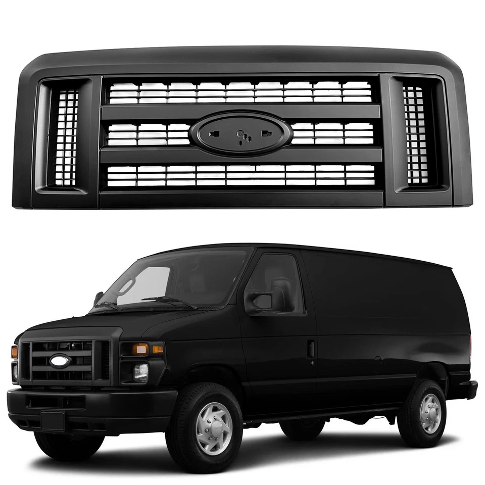 Rejilla para Ford E150 E250 2008-2014 E350 Super Duty negro mate Foto 1 de 4