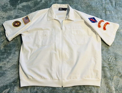 Винтажная мужская белая рубашка на молнии John Blair корпус морской пехоты США Корея нашивки размер 2XL - Изображение 1 из 4