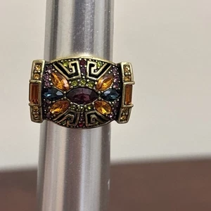 Heidi Daus Ring Art Deco Bronze bunte Swarovski Kristalle 9,25 Vintage Statement - Bild 1 von 5