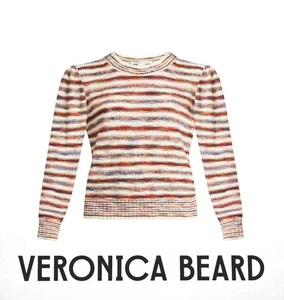 VERONICA BEARD Sweater Women sz XL Burgundy Crewneck RAISSA Striped Pullover NWT - Picture 1 of 9
