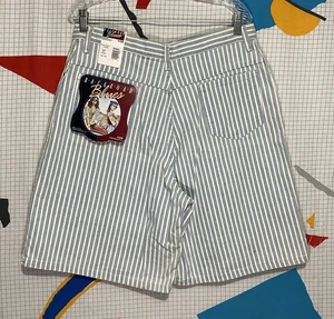 Pantalones Cortos De Colección Años 80 Denim Rayas Nogal 34 Cintura Alta Ferrocarril Calce Suelto EE. UU. - Imagen 1 de 14