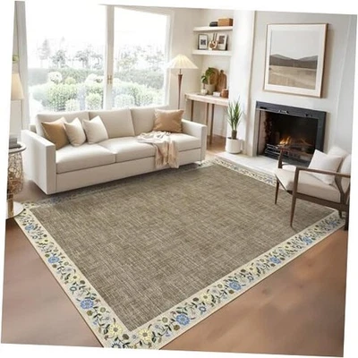  Alfombras de área 4x6 para dormitorio sala de estar alfombras lavables a máquina con bordes florales  Foto 1 de 4